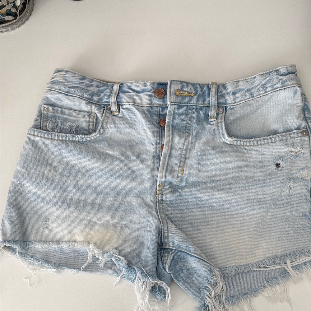 Free People Light Wash Denim Jean Shorts